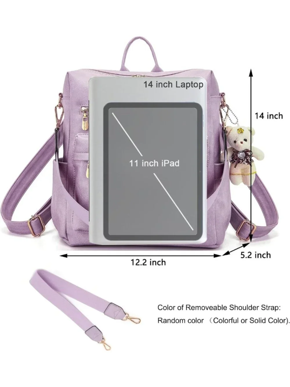 Stylish Women's Backpack Purse Set | Soft PU Leather, Large Capacity, Many